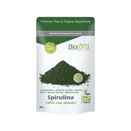 Organic Spirulina, raw powder, Biotona, 200 g