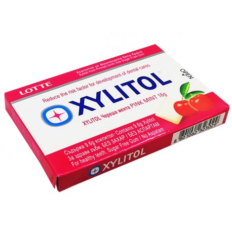 Lotte Xylitol gums - pink mint, 11 gums