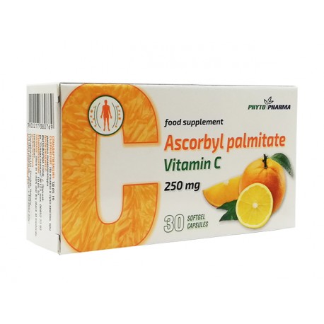 Ascorbyl palmitate, fat-soluble Vitamin C, PhytoPharma, 30 capsules