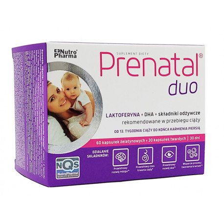 Prenatal Duo, during pregnancy and breastfeeding, Nutro Pharma, 90 capsules