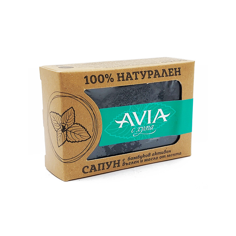 Soap with bamboo activated charcoal and peppermint, Avia, 110 g