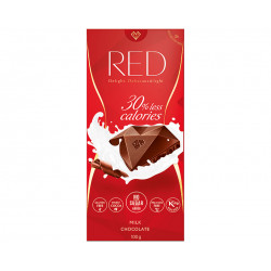 Milk chocolate, no added sugar and less calories, Red, 100 g