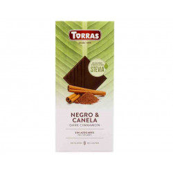 Dark chocolate with cinnamon and stevia, no added sugar, Torras, 125 g