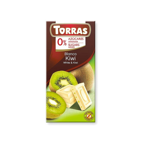 Бял шоколад с киви, без добавена захар, Торрас, 75 гр.