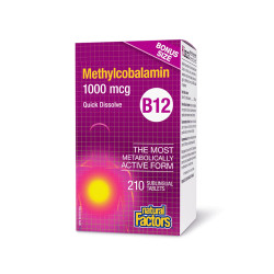 Витамин В12 - Метилкобаламин, Натурал Факторс, 210 таблетки