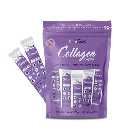 Collagen Complex with vitamin C, hyaluronic acid and zinc, RealFood, 20 sticks