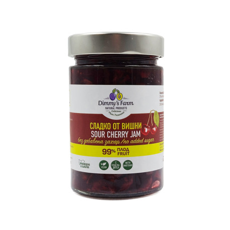 Homemade Sour Cherry Jam, sugar-free, Dimmy's Farm, 330 g Homemade Sour Cherry Jam, sugar-free, Dimmy's Farm, 330 g